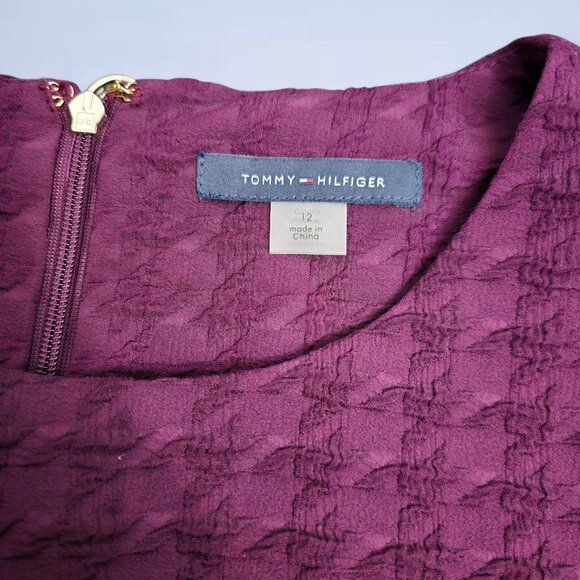 Tommy Hilfiger Women's Embossed Houndstooth Dress Purple - Size 12 - Picture 5 of 9